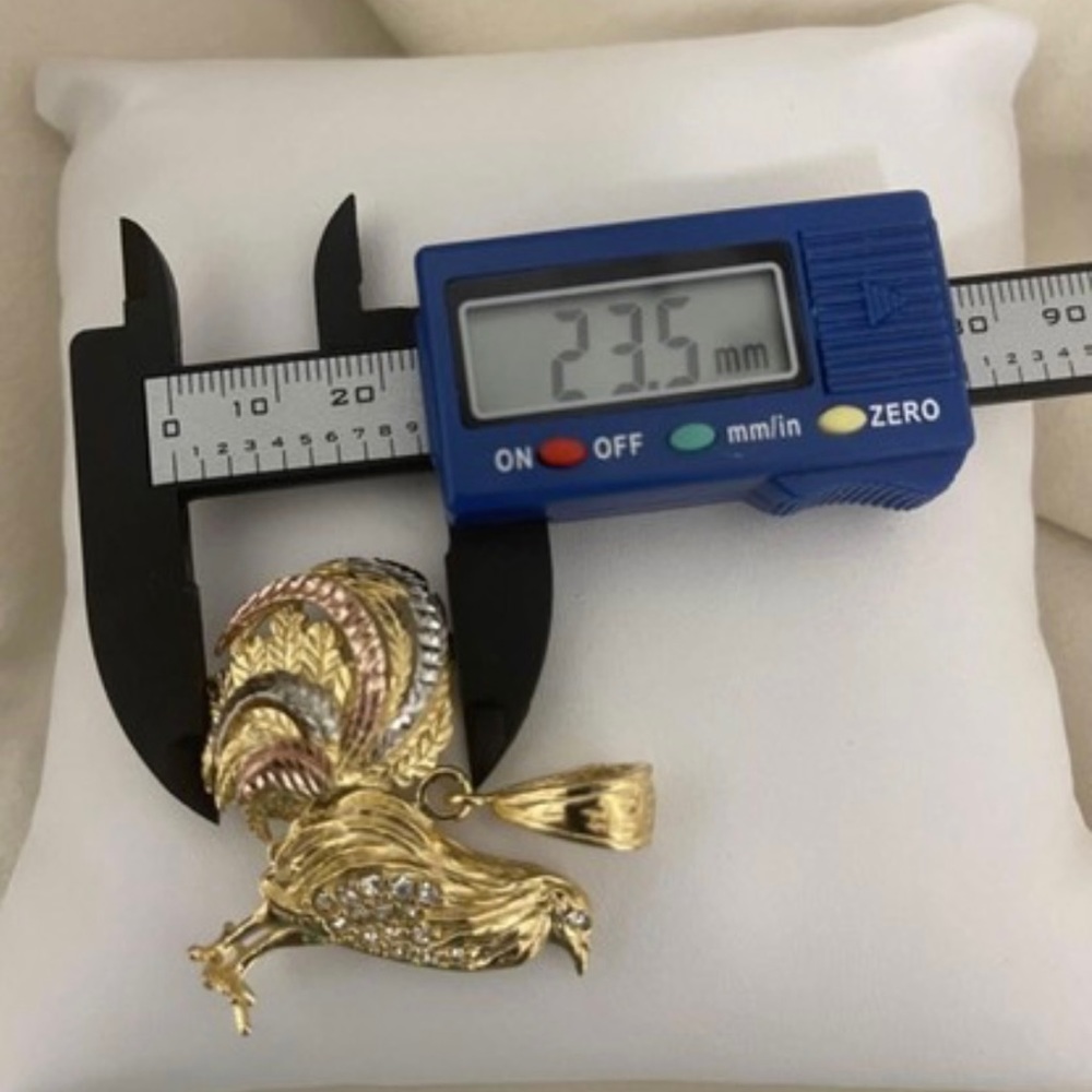 14k Gold Filled Rooster Charm, Medalla De Gallo Para Hombre - Picture 3 of 4